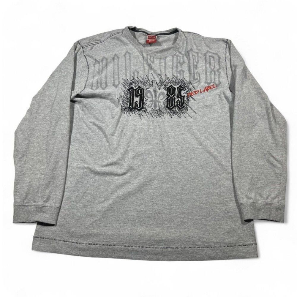 Tommy Hilfiger Red Label Long Sleeve T-Shirt Gray Graphic Men’s Large